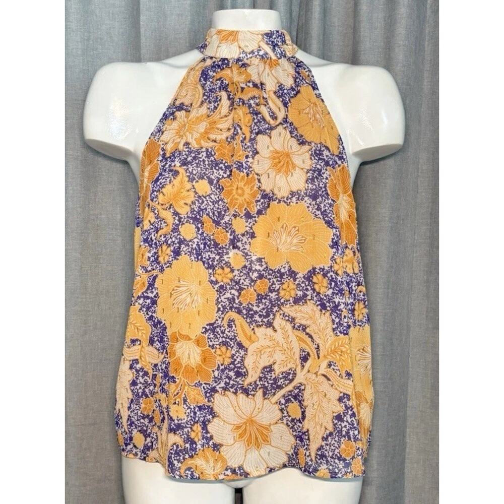 Cupcakes & Cashmere NWT High Neck Blouse Top-Size Small Sleeveless Floral